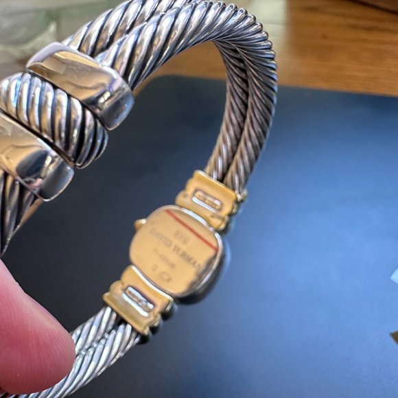 David Yurman 2 Row Cable Gold Quartz Garnet Sterling Silver Gold Trim - Picture 7 of 12